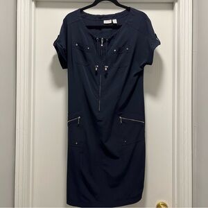 Chico's Zenergy Size 0.5 S/M Navy Utility Dress Zip Front Pockets